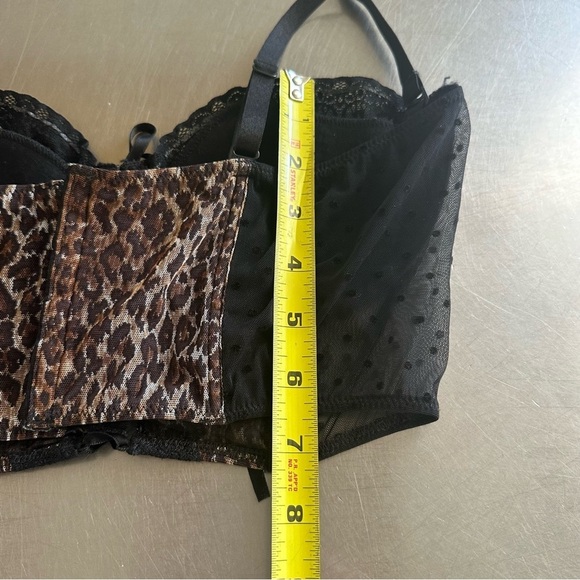 Dolce & Gabbana 90s Black Animal print Mesh Lace-up Bustier Corset 38D Medium L - Picture 7 of 16